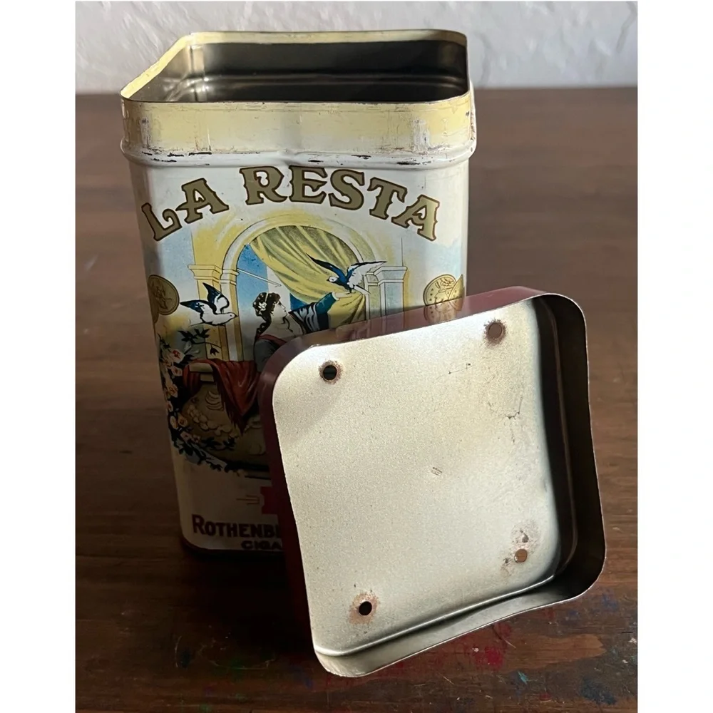 🌹La Resta brand Vintage Rothenberg & Schloss Cigar Tin Box Humidifier Antique🌹 - Picture 15 of 16